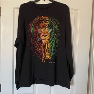 The Duck Co Shirt Men's XL Black Long Sleeve Reggae Lion Virginia Zoo Reggae